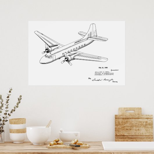 1950 Passagierflugzeug-Patent Art Zeichnend Druck Poster (Küche)