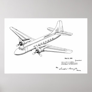 1950 Passagierflugzeug-Patent Art Zeichnend Druck Poster
