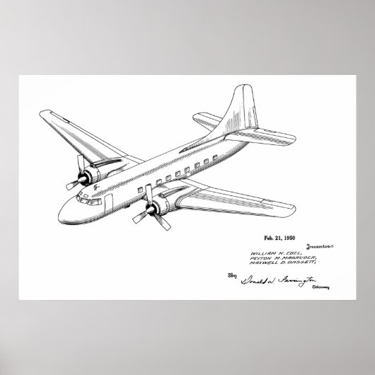 1950 Passagierflugzeug-Patent Art Zeichnend Druck Poster (Vorne)