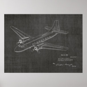 1950 Patentkunstzeichnung eines Passagierflugzeugs Poster