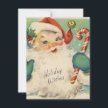 1950 Retro Weihnachtsfeier mit Zuckerrohr Feiertagskarte<br><div class="desc">Retro Weihnachtsmann aus dem 19. Jahrhundert mit Candy Cane Holiday Card.</div>