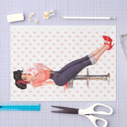 1950 Rockabilly Pinup Milkshake Maven Decoupage Seidenpapier (Handwerk)