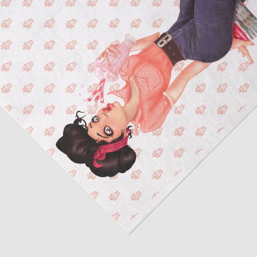 1950 Rockabilly Pinup Milkshake Maven Decoupage Seidenpapier (Ausschnitt)