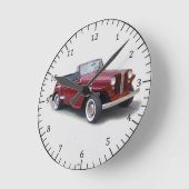 1950 rote Jeepster-Uhr oben an der Wand Runde Wanduhr (Winkel)