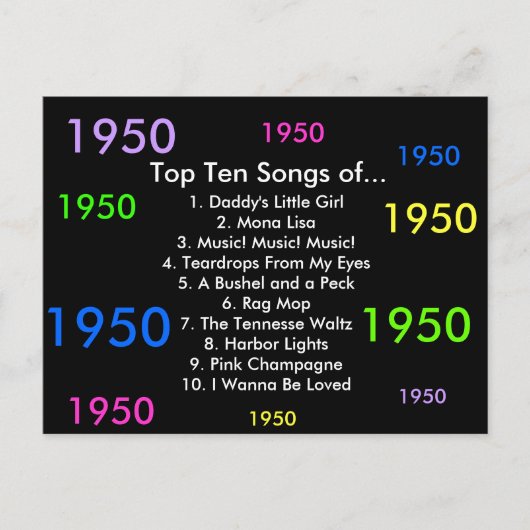 1950 Songs Postkarte (Vorderseite)