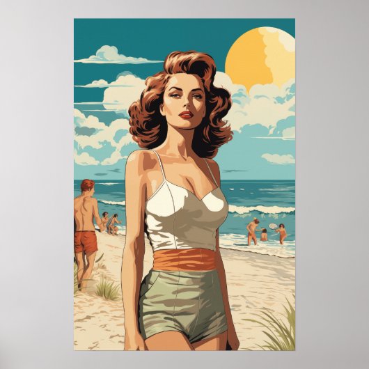 1950 Strandmädchen Poster (Vorne)