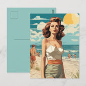 1950 Strandmädchen Postkarte (Vorne/Hinten)