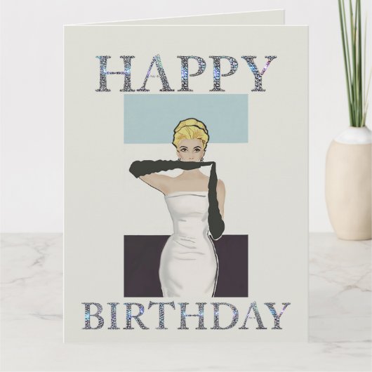 1950 Vintage Abend Handschuhe Glücklicher Geburtst Karte (Vorderseite)