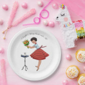 1950 Vintage Dame mit Blume Pappteller (Party)