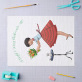 1950 Vintage Dame mit Blume Seidenpapier (Basteln)