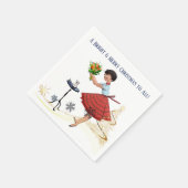 1950 Vintage Dame mit Blume Serviette (Ecke)