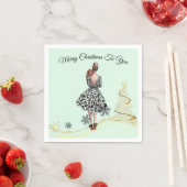 1950 Vintage Frau mit Weihnachtsbaum Serviette (Beispiel)