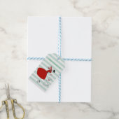 1950 Vintage Frau mit Weihnachtsgrüßen Geschenkanhänger (Mit Garn)