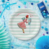 1950 Vintage Frau mit Weihnachtsgrüßen Pappteller (Party)