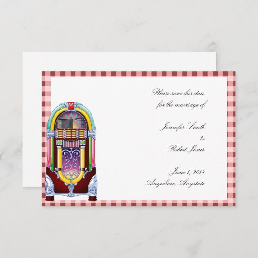 1950 Vintage Jukebox Save the Date (Vorne/Hinten)