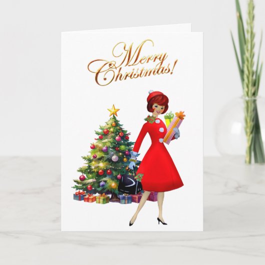 1950 Vintage Lady Frohe Weihnachten (Vorderseite)