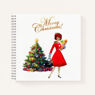 1950 Vintage Lady Frohe Weihnachten Notizblock