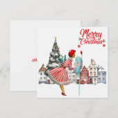 1950 Vintage Lady Posting Weihnachtsgrüße (Vorne/Hinten)