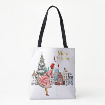 1950 Vintage Lady Posting Weihnachtsgrüße