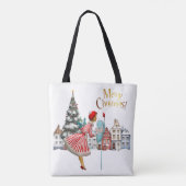 1950 Vintage Lady Posting Weihnachtsgrüße Tasche (Rückseite)