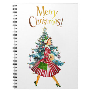 1950 Vintage Lady Weihnachtseinkäufe Notizblock