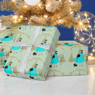 1950 Vintage Lady Weihnachtsgrüße Geschenkpapier