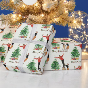 1950 Vintage Paar Frohe Weihnachten Geschenkpapier