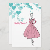 1950 Vintage Wedding Trauzeugin Einladung (Vorne/Hinten)