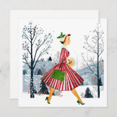 1950 Vintage Weihnachtsfrau Feiertagskarte (Vorne/Hinten)