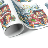 1950 Vintage Weihnachtsfrau Geschenkpapier (Rolleneckpunkt)