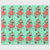 1950 Vintage Weihnachtsfrau Geschenkpapier (Flach)