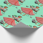 1950 Vintage Weihnachtsfrau Geschenkpapier (Ecke)