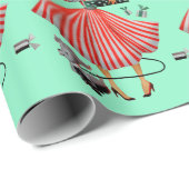 1950 Vintage Weihnachtsfrau Geschenkpapier (Rolleneckpunkt)