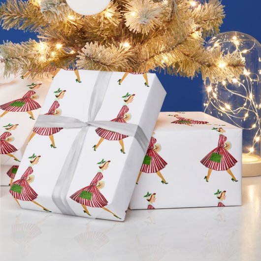 1950 Vintage Weihnachtsfrau Geschenkpapier (Feiertage)