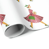 1950 Vintage Weihnachtsfrau Geschenkpapier (Rolleneckpunkt)