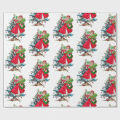 1950 Vintage Weihnachtsfrau Geschenkpapier (Flach)