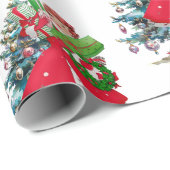 1950 Vintage Weihnachtsfrau Geschenkpapier (Rolleneckpunkt)