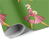 1950 Vintage Weihnachtsfrau Geschenkpapier (Rolleneckpunkt)