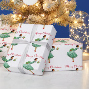 1950 Vintage Weihnachtsfrau Geschenkpapier