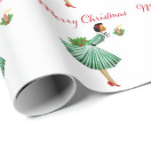 1950 Vintage Weihnachtsfrau Geschenkpapier (Rolleneckpunkt)