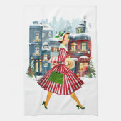 1950 Vintage Weihnachtsfrau Geschirrtuch (Vertikal)