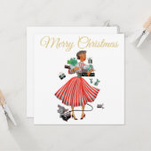 1950 Vintage Weihnachtsfrau Karte (Vorderseite/Rückseite Beispiel)