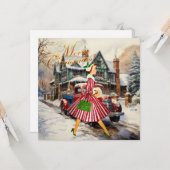 1950 Vintage Weihnachtsfrau Karte (Vorderseite/Rückseite Beispiel)