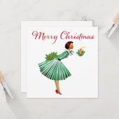 1950 Vintage Weihnachtsfrau Karte (Vorderseite/Rückseite Beispiel)