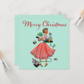 1950 Vintage Weihnachtsfrau Karte (Vorderseite/Rückseite Beispiel)