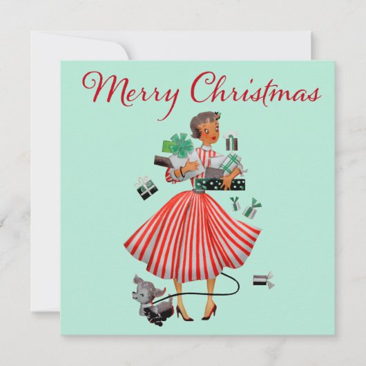 1950 Vintage Weihnachtsfrau Karte (Vorderseite)