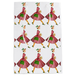 1950 Vintage Weihnachtsfrau Mittlere Geschenktüte