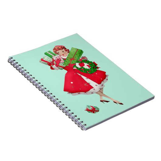 1950 Vintage Weihnachtsfrau Notizblock (Rechte Seite)