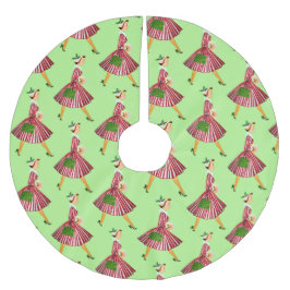 1950 Vintage Weihnachtsfrau Polyester Weihnachtsbaumdecke