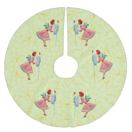 1950 Vintage Weihnachtsfrau Polyester Weihnachtsbaumdecke